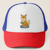 Fox met koffiebeker trucker pet (Voorkant)