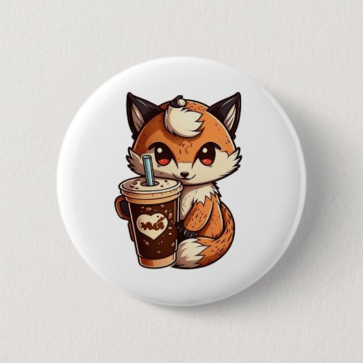 Fox met kop ronde button 5,7 cm (Voorkant)