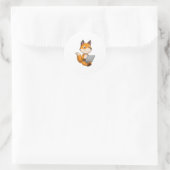 Fox met laptop ronde sticker (Tas)