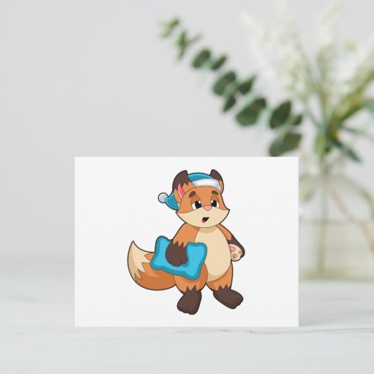 Fox met Nightcap Briefkaart (Staand voorkant)