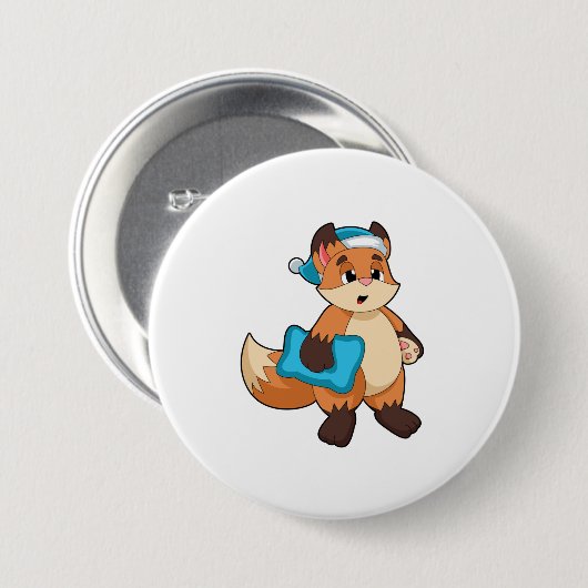 Fox met Nightcap Ronde Button 7,6 Cm (Voorkant /achterkant)