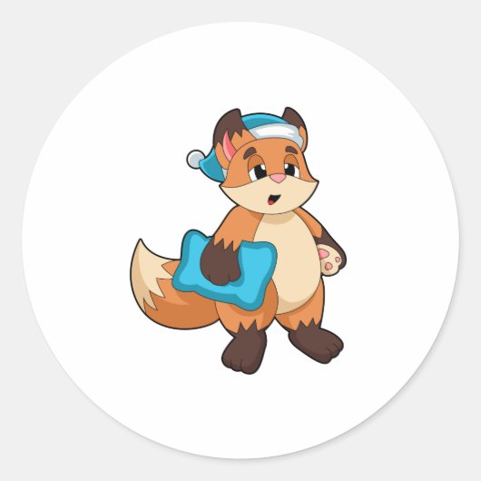 Fox met Nightcap Ronde Sticker (Voorkant)