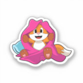 Fox met Pillow en Blanket Sticker (Voorkant)
