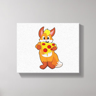 Fox met Pizza Canvas Afdruk