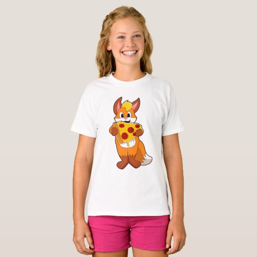 Fox met Pizza T-shirt (Voorkant volledig)