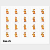Fox met Pizza Vierkante Sticker (Vel)