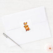 Fox met Pizza Vierkante Sticker (Envelop)
