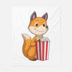 Fox met Popcorn Fleece Deken