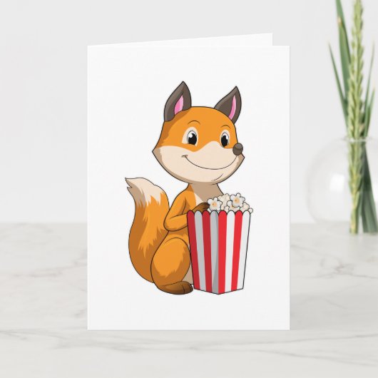 Fox met Popcorn Kaart (Voorkant)