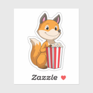 Fox met Popcorn Sticker