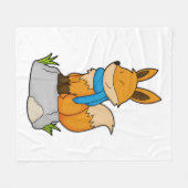 Fox met Scarf op Rock Fleece Deken (Voorkant (Horizontaal))