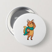 Fox met Scarf Ronde Button 7,6 Cm (Voorkant /achterkant)