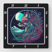 Fox met uitzicht op Twilight Peaks Vierkante Klok (Voorkant)