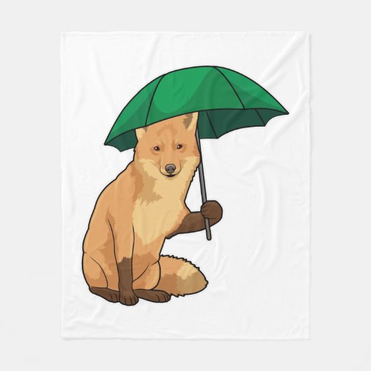 Fox met Umbrella Fleece Deken (Voorkant)