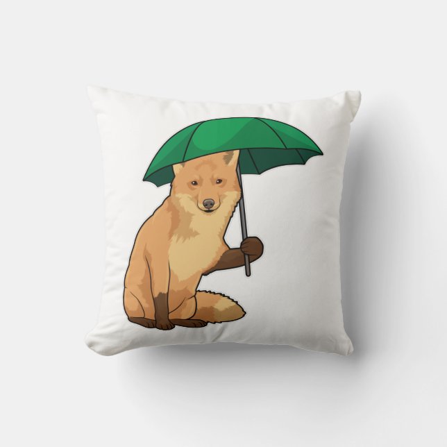 Fox met Umbrella Kussen (Voorkant)