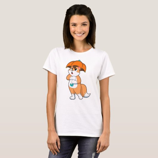 Fox met Umbrella T-shirt (Voorkant volledig)