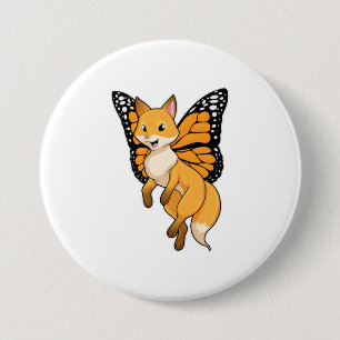 Fox met Wing Ronde Button 7,6 Cm