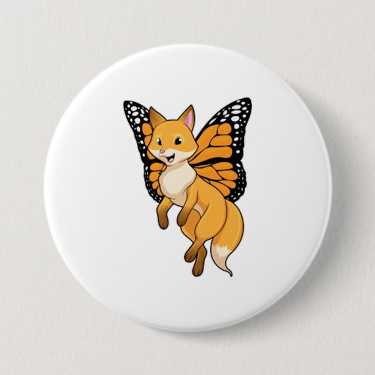 Fox met Wing Ronde Button 7,6 Cm (Voorkant)