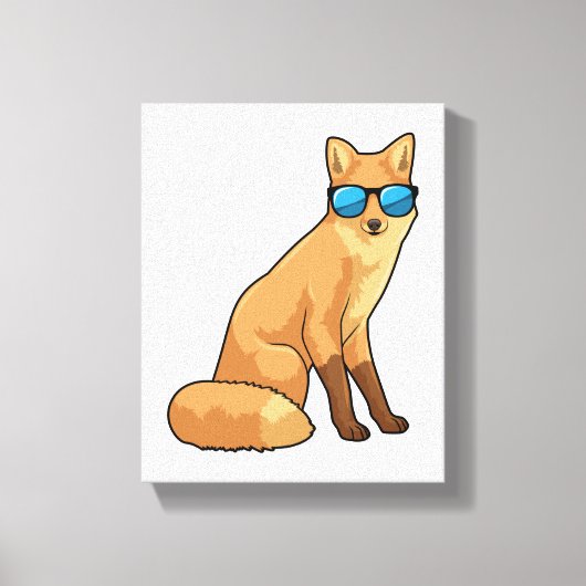 Fox met zonnebril canvas afdruk (Voorkant)