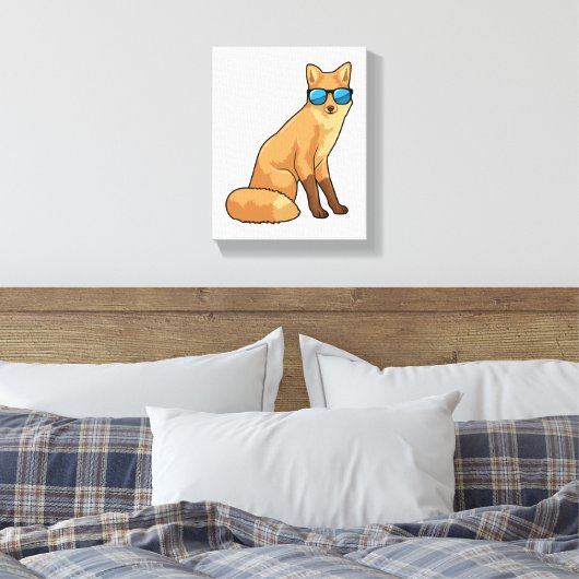 Fox met zonnebril canvas afdruk (Insitu (Slaapkamer))
