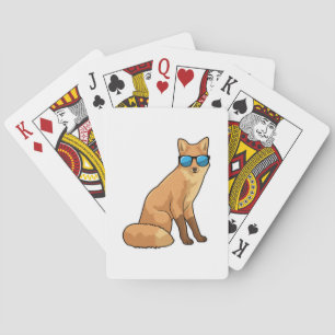 Fox met zonnebril pokerkaarten