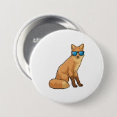 Fox met zonnebril ronde button 7,6 cm (Voorkant /achterkant)