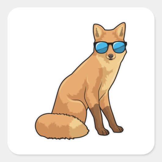 Fox met zonnebril vierkante sticker (Voorkant)
