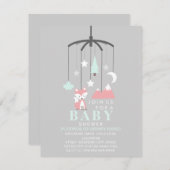 Fox Mobile Modern Girl Baby shower Kaart (Voorkant / Achterkant)