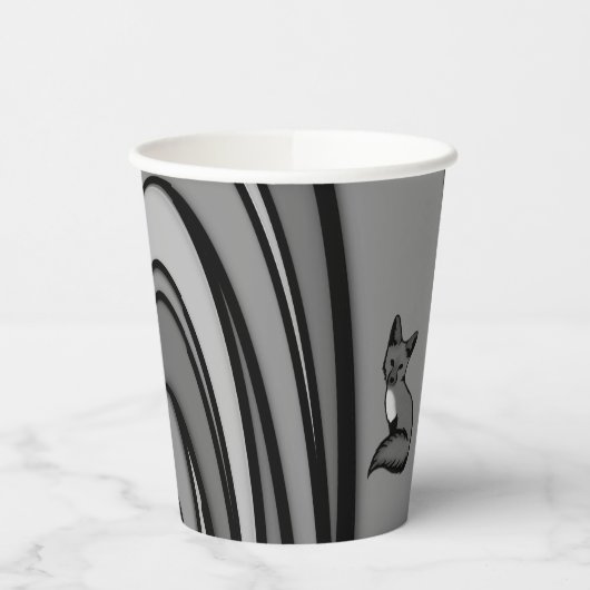 Fox Modern Art Design in Zilver Gelukkige Verjaard Papieren Bekers (Links)