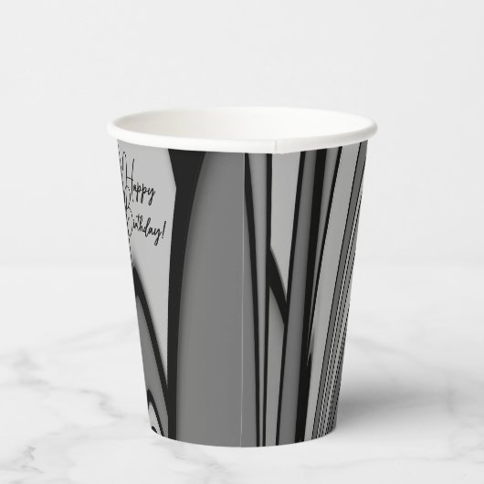 Fox Modern Art Design in Zilver Gelukkige Verjaard Papieren Bekers (Rechts)