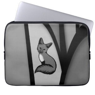 Fox Modern Art Design in Zilver Laptop Sleeve