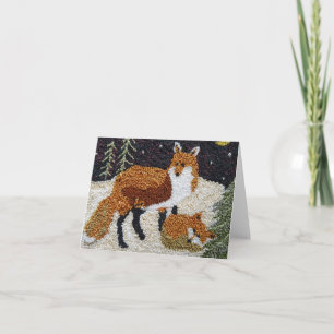 Fox Moeder en Cub Notecard Kaart