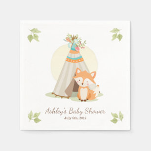 Fox Napkins woodland Baby shower Teepee pow wow Servet