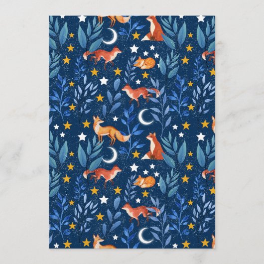 Fox Night Forest Celestial Seamless Pattern Kaart (Voorkant)