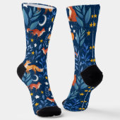 Fox Night Forest Celestial Seamless Pattern Sokken (Gebogen)