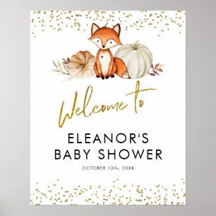 Fox Oh Boy Herfst Pumpkin Baby shower Welkomstteke Poster