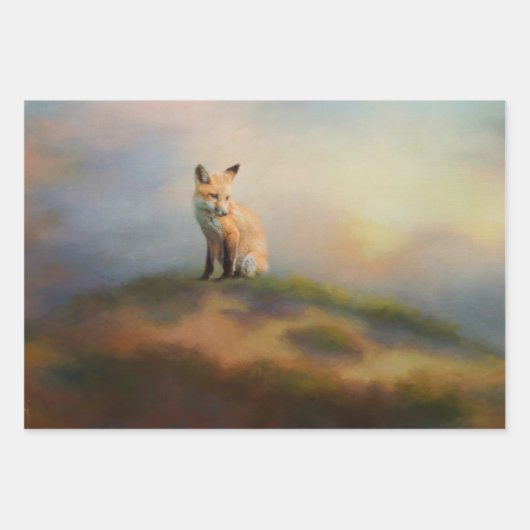 Fox on a Hill Wildlife Decoupage Papier Inpakpapier Vel (Voorkant 2)
