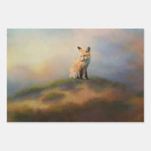 Fox on a Hill Wildlife Decoupage Papier Inpakpapier Vel