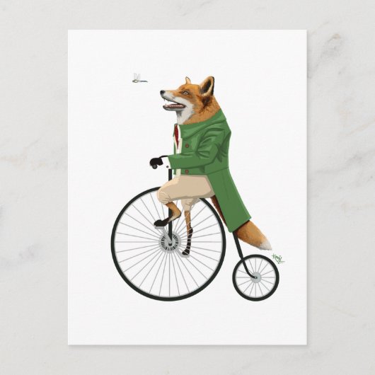 Fox op fiets briefkaart (Voorkant)