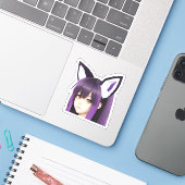 Fox oren op anime meisje sticker (Laptop met iPhone)