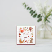 Fox Owl Squirrel & Rabbit Thanksgiving Dank u wel Vierkante Visitekaartje (Staand voorkant)