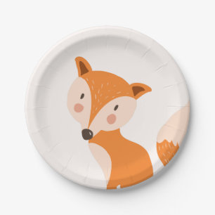 Fox Paper Borden Baby shower Bosdieren Schattige Papieren Bordje