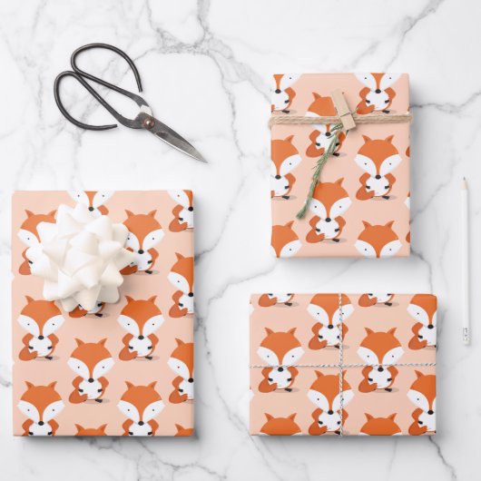 Fox Pattern Animal Inpakpapier Vel (Voorkant)
