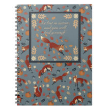 Fox Pattern Notitieboek in zachte herfstkleuren