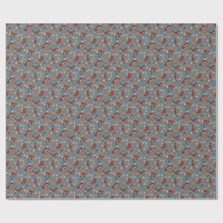 Fox Pattern Wrapping Paper in Soft Autumn Colors  Cadeaupapier