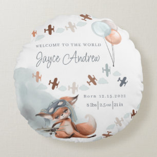 Fox Pilot Birth Stat Sierkussen Rond Kussen