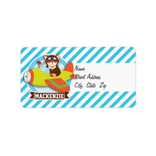 Fox Pilot in Groen & Oranje Vliegtuig; Blauwe Stre Etiket