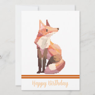 Fox Pixelart, Pixel Art, happy birthday Kaart