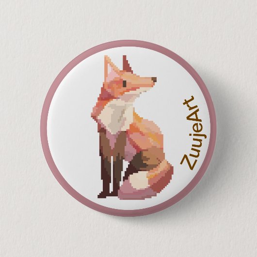 Fox, Pixelart, Pixel Art Ronde Button 5,7 Cm (Voorkant)