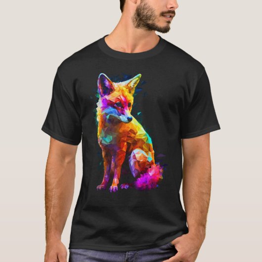 Fox Polygon Colourful  Animal  Animal Fox T-shirt (Voorkant)
